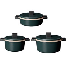 COOKFIT 電磁爐適用Foresta Fine系列鍋具, 雙耳湯鍋(附鍋蓋)24cm+雙耳淺湯鍋(附鍋蓋)24cm+雙耳湯鍋(附鍋蓋)20cm, 單色