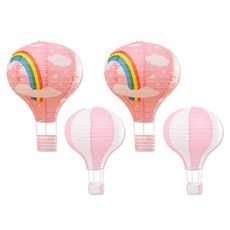 Party09 熱氣球 大型 2入 + 小型 2入 組合, 粉紅色 + 粉白色, 1套