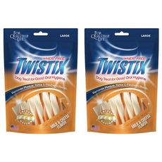TWISTIX 特緹斯 雙色螺旋潔牙骨 不含小麥 牛奶起司口味 L 長支, 2包, 156.1g, 綠茶PLUS+ 牛奶起司口味