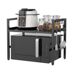 comet 寬度可調微波爐置物架 2層+掛勾 6個組, 黑色