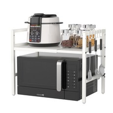 comet 寬度可調微波爐置物架 2層+掛勾 6個組, 白色