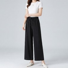 Elsso 女款鬆緊帶九分大尺碼寬版鬆緊帶闊腿褲
