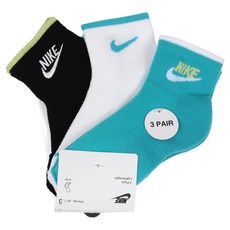 NIKE 耐吉 運動中長襪3件組 NY2523005PS001, 1套, 黑色 + 白色 + 藍綠色