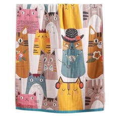 純棉五層紗浴巾 大尺寸(140 x 70cm) 摩登貓浴巾, 1條