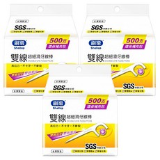Shallop 刷樂 雙線超細滑牙線棒, 500支, 3包