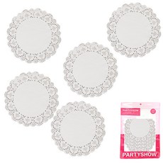 PARTYSHOW 圓形蕾絲紙 16.5cm 100入, 白色系, 5個