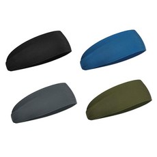 HELIOCELL 運動髮帶4件組, 黑色 + 藍色 + 深灰色 + 卡其色, 1套