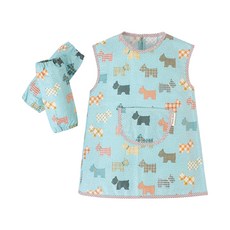 Coney Island 幼兒用防水美術圍裙+袖套組, 我喜歡狗藍