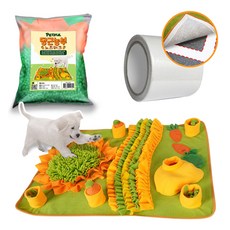 Petiful 紅蘿蔔農夫 狗狗嗅聞墊 零食遊戲墊 大型 + 地毯固定膠帶組, 1個, 混和色