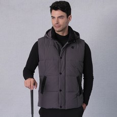 Cleveland GOLF Thermo Plus男款方格絎縫可拆連帽背心 CGKMVT111