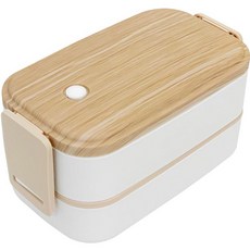 Needco 木紋不鏽鋼雙層便當盒, 混合顏色, 1個