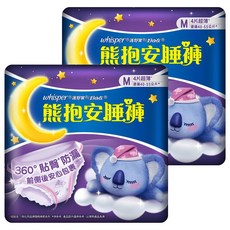 whisper 好自在 台灣公司貨 熊抱安睡褲, M, 4片, 2包