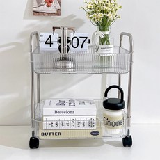 couselect 浴室移動落地式置物推車 40 x 28.5 x 44.4cm, 2層, 透明色