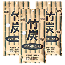 KOKUBO 小久保工業所 竹炭衣櫥除濕消臭包 2入 除濕 防蟲 消臭 每包約65*30*230mm, 80g, 3包