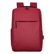 超輕量USB充電功能的筆電運動休閒商務後背包, 酒紅色