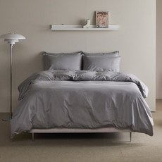 Bountiful 精梳棉緞面被套, Gray