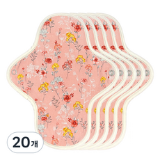 이채 플라워 날개형 면생리대 핑크플로라, 20개, 1개입, 중형