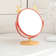 鹿耳造型圓形旋轉桌鏡, 黃色的