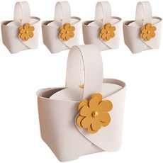 The GG 更整潔 花朵裝飾皮革禮物包裝盒, 5個, 香檳色與黃色