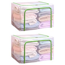 透明防水PVC收納箱, 66L大容量, 可摺疊設計, 40.5 x 50 x 31cm, 04 綠色, 2個