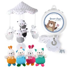 KOOMNARA 雙熊雙兔寶寶床邊音樂鈴組, 混色