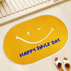 비욘드리빙 굿필링 도톰한 미끄럼방지 패브릭 발매트 8mm, 스마일 HAPPY SMILE DAY