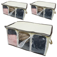 雙手萬能 好家佳抗菌防臭三格衣物收納箱/收納袋, 黃色, 3個