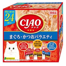 이나바 고양이 챠오츄르 버라이어티 간식, 혼합맛(참치/가다랑어), 40g, 24개 혼합맛(참치/가다랑어), 40g, 24개