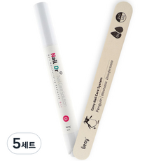 제니 셀프 네일 케어 세트 A타입, 트린트먼트 오일펜 + 우드 파일, 5세트