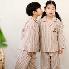 JJiniya 孩童條紋長袖睡衣+長褲