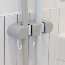 메이크마인 무타공 후크 다용도 욕실 화장실 청소도구 걸이 클립 2p + 후크 3p, 클래식그레이, 1개