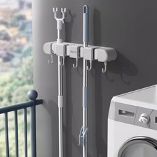 메이크마인 무타공 후크 다용도 욕실 화장실 청소도구 걸이 클립 4p + 후크 5p, 클래식그레이, 1세트