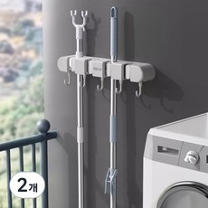 메이크마인 무타공 후크 다용도 욕실 화장실 청소도구 걸이 클립 4p + 후크 5p, 클래식그레이, 2세트