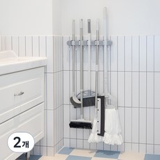 메이크마인 무타공 후크 다용도 욕실 화장실 청소도구 걸이 클립 5p + 후크 6p, 클래식그레이, 2개