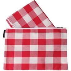 便攜式單面防水野餐墊 + 收納袋組合, 紅色格紋