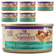 WELLNESS 寵物健康 貓用 SS 名廚特選主食罐, 鮮鮪魚片 + 鮮蝦, 79g, 6罐