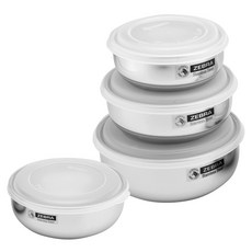 ZEBRA THAILAND 斑馬牌 304不銹鋼 Smart 調理碗組 0.5+0.8+1.2+1.6L, 保鮮碗, 12 + 14 + 16 + 18cm, 1組