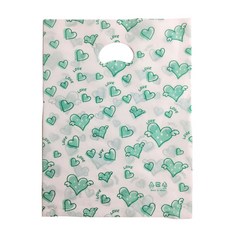 펀칭 비닐 포장봉투 가로 30cm x 세로 40cm PE30, 연두하트, 50개입