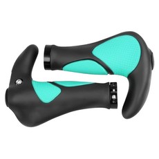 Bloomery 高品質自行車把手 牛角款 22.2適用, 湖藍黑色, 1組