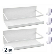 Living Taylor玄關門與冰箱黏貼式鐵製磁吸置物架 白色 2入組+掛勾 4入, 2組