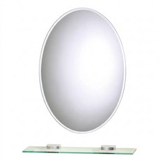 雙手萬能 經典防霧橢圓浴鏡 +玻璃平台 48 x 58cm 5kg, 銀色