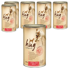 HUG 哈格 全年齡犬主食狗罐頭 有助心臟健康 保持骨骼肌肉強壯 健康皮膚毛髮 純肉底看得到肉塊, 火雞肉 + 肉汁, 700g, 6罐