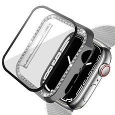 루아러블 애플워치 큐빅 액정보호 강화유리 풀커버 케이스, 그레이, 1개