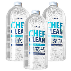 CHEF CLEAN 淨毒五郎 蔬果清潔劑補充罐, ECOCERT認證, 植物性原料, 食品洗劑等級, 奶瓶可用, 醫師推薦, 蔬果清潔首選, 1L, 3瓶