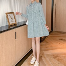 翻領條紋孕婦裝