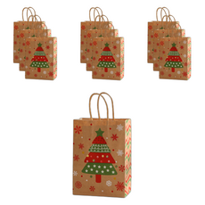 Huggoing 聖誕禮物牛皮紙購物袋, 聖誕樹, 10個