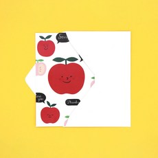 Maumdama 第二款蘋果明信片 60p + 信封 60p 套組, 1套, 混合色