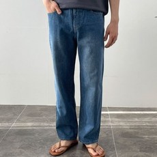 제제 남성용 밴딩 와이드 데님팬츠