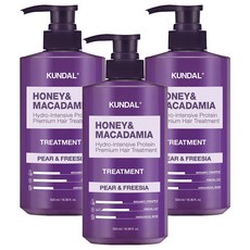 쿤달 허니 앤 마카다미아 헤어 트리트먼트 페어앤프리지아향, 500ml, 3개