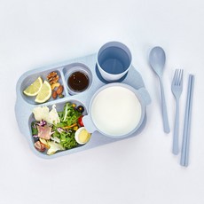 晉州大師的成人飲食控製粉彩情緒板 6 件套, 藍色（含餐具6件套）, 1組